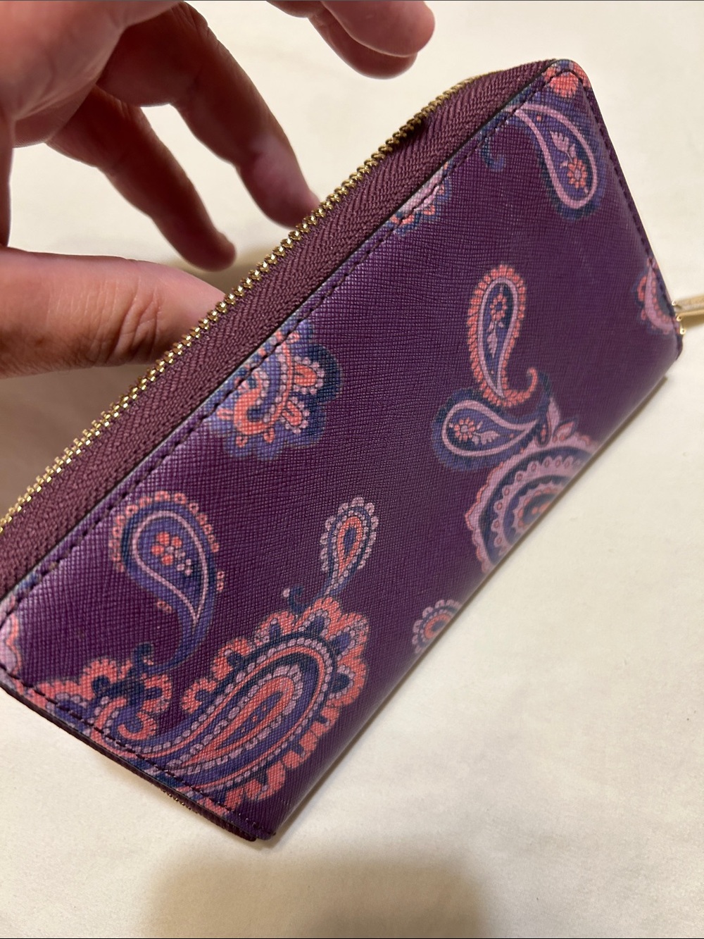 Michael Kors Purple Paisley Zip-Around Wristlet - Picture 3 of 9